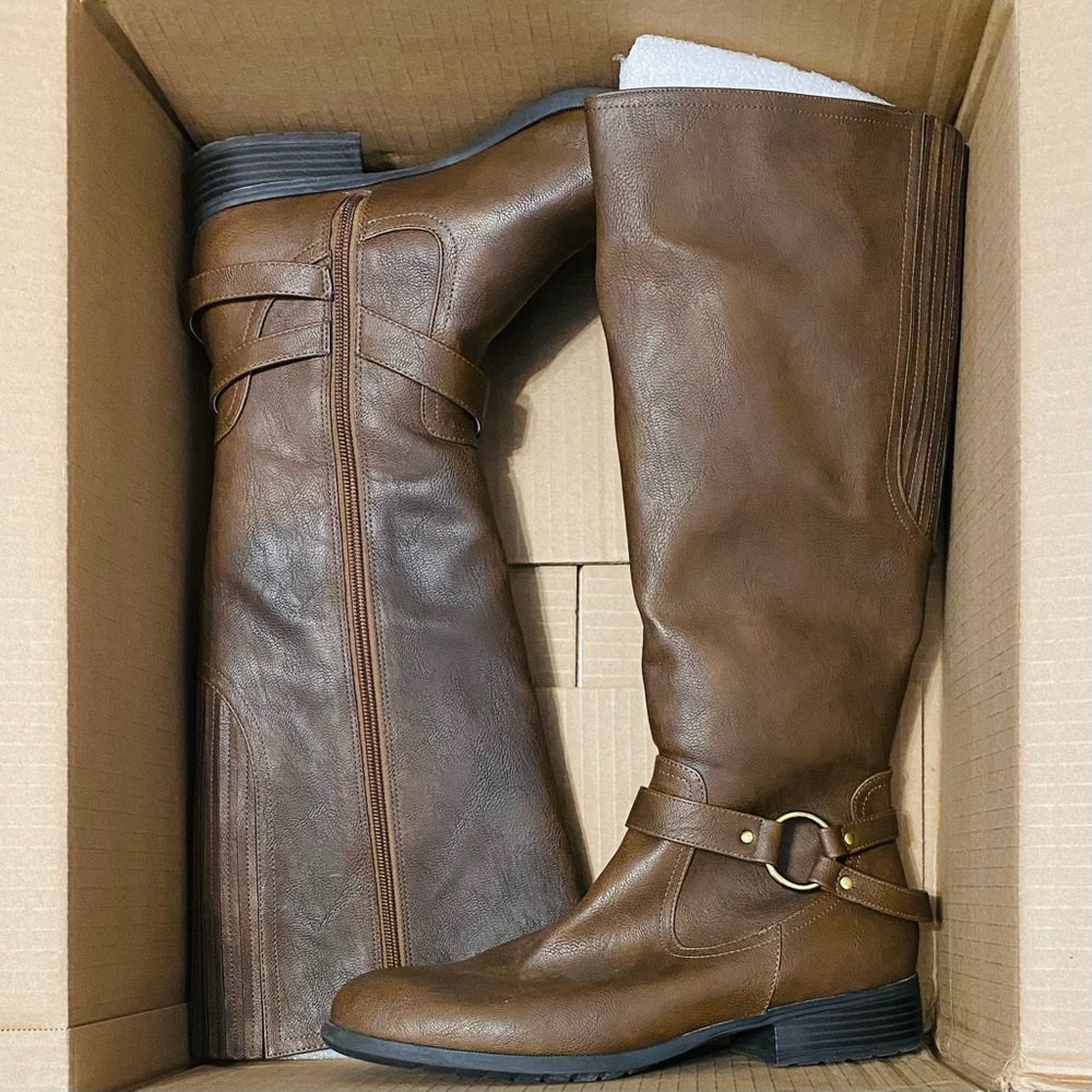 Life Stride Size 10 Wide Tall Brown Boots